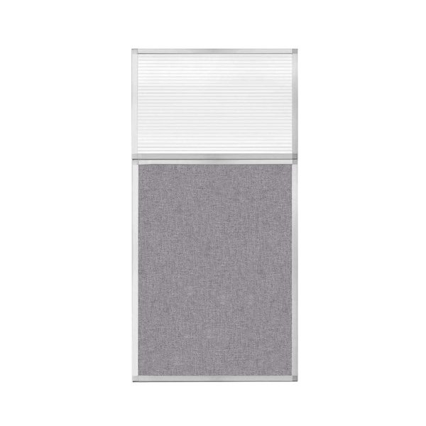 Hush Panel Configurable Cubicle Partition 3' x 6' W/ Window Cloud Gray Fabric Clear Fluted Window